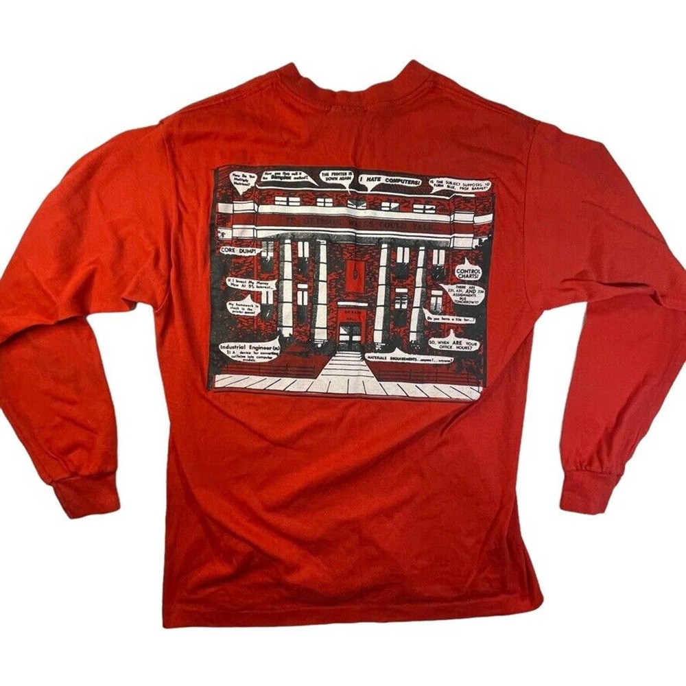 Vintage 1980s Purdue University Engineering Grissom Hall long sleeve t-shirt
